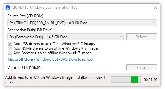 Запись образа Windows 7